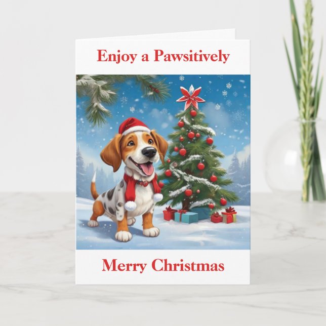 Cartes Pour Fêtes Annuelles Chien Père Noël (Devant)
