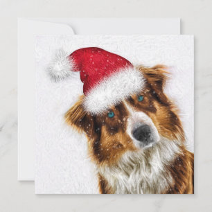 Cartes Pour Fêtes Annuelles Chien Père Noël australien, un berger australien à