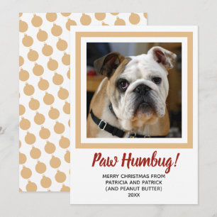 Cartes Pour Fêtes Annuelles Chien Photo Noël Bah Humbug Pale Gold Pet