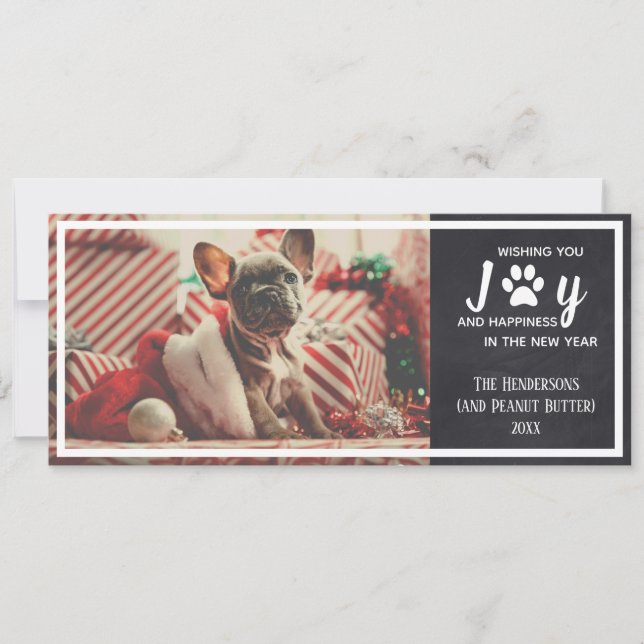 Cartes Pour Fêtes Annuelles Chien photo tableau noir Noël animal de compagnie  (Devant)