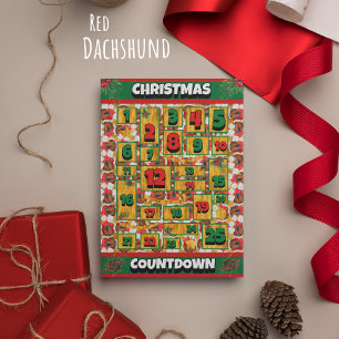 Cartes Pour Fêtes Annuelles Chien rouge Dachshund Compte de l'Avent de Noël
