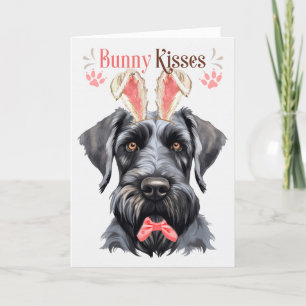 Cartes Pour Fêtes Annuelles Chien Schnauzer géant dans les oreilles lapin pour