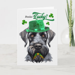 Cartes Pour Fêtes Annuelles Chien Schnauzer noir se sentant chanceux à la Sain