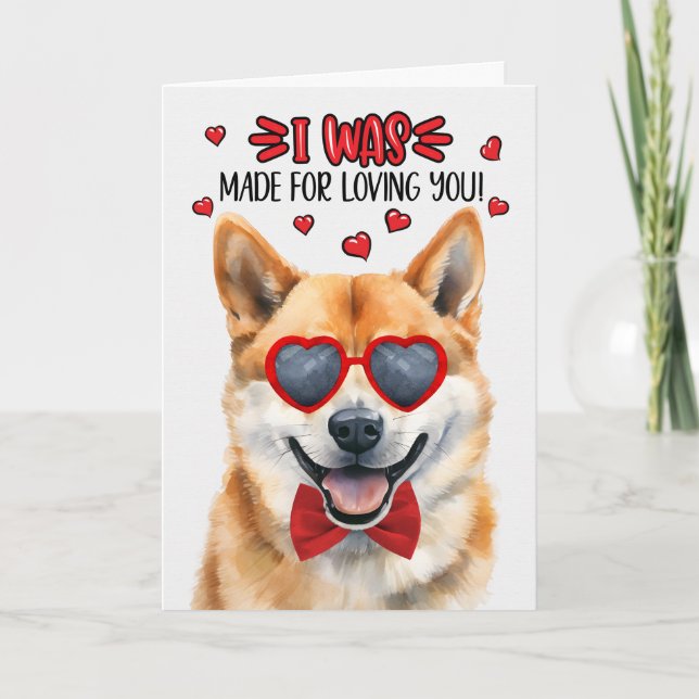Cartes Pour Fêtes Annuelles Chien Shiba Inu fait pour vous aimer Valentine (Devant)