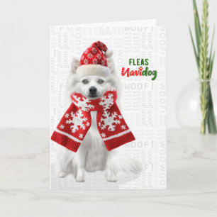 Cartes Pour Fêtes Annuelles Chien Spitz Japonais Drôle Puces Navidog Noël