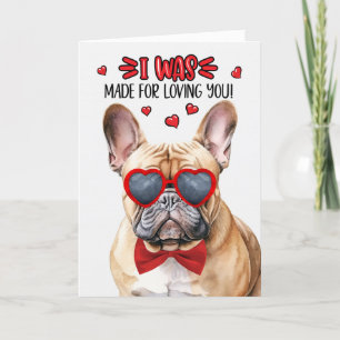 Cartes Pour Fêtes Annuelles Chien-taureau français blanc fait pour vous aimer 