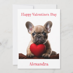 Cartes Pour Fêtes Annuelles Chien-taureau français personnalisé tenir le coeur