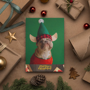 Cartes Pour Fêtes Annuelles Chien-taureaux français avec Chien mignon Casquett
