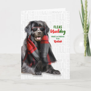 Cartes Pour Fêtes Annuelles Chien Terre-Neuve Drôle Puces Navidog avec Nom