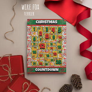 Cartes Pour Fêtes Annuelles Chien Terrier Fox Wire Noël Avent compte à rebours