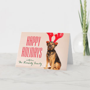Cartes Pour Fêtes Annuelles Chien utilisant les andouillers rouges