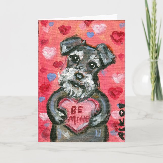 Cartes Pour Fêtes Annuelles Chien Valentine de Schnauzer (Devant)