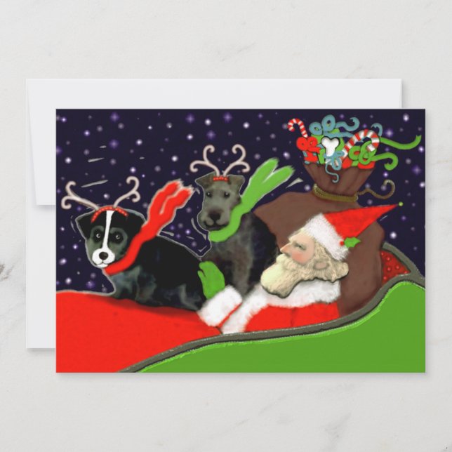 Cartes Pour Fêtes Annuelles Chiens amusants Noël (Devant)