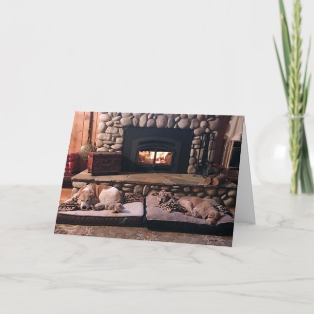Cartes Pour Fêtes Annuelles Chiens au foyer (Devant)