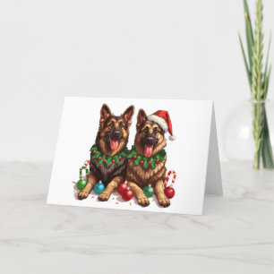 Cartes Pour Fêtes Annuelles Chiens bergers allemands de Noël