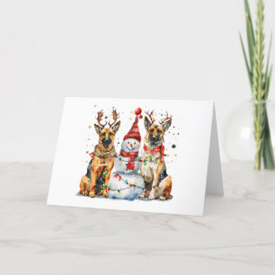 Cartes Pour Fêtes Annuelles Chiens bergers allemands de Noël