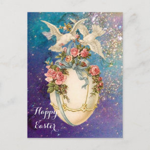 CARTES POUR FÊTES ANNUELLES CHIENS BLANCS AVEC OEUF DE PÂQUES, BOUTEILLE BLEUE