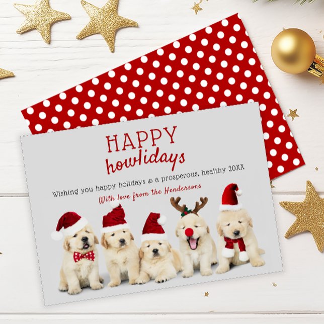 Cartes Pour Fêtes Annuelles Chiens cochons "Joyeux howlidays" Noël (Créateur téléchargé)