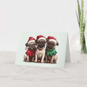 Cartes Pour Fêtes Annuelles Chiens de Carlin de Noël