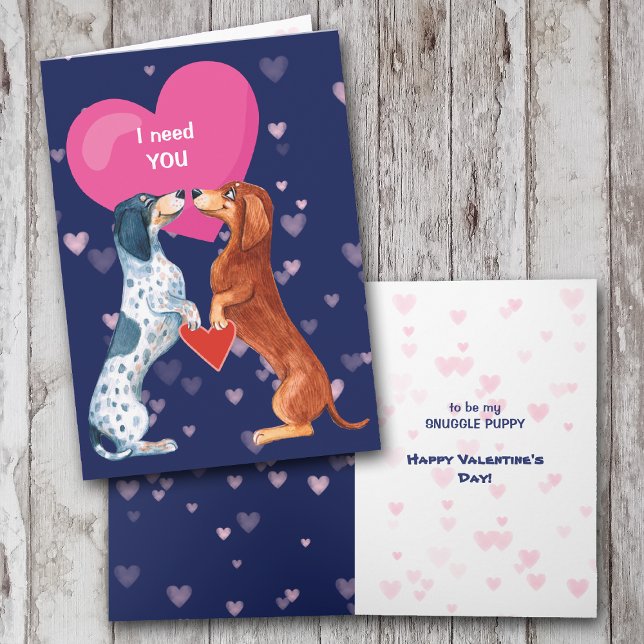 Cartes Pour Fêtes Annuelles Chiens de Cute Dachshund en Saint-Valentin (Créateur téléchargé)