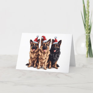 Cartes Pour Fêtes Annuelles Chiens de Noël Berger Allemand Père Noël
