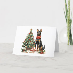Cartes Pour Fêtes Annuelles Chiens de Noël Dobermann