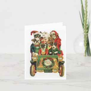 Cartes Pour Fêtes Annuelles Chiens De Noël En Voiture