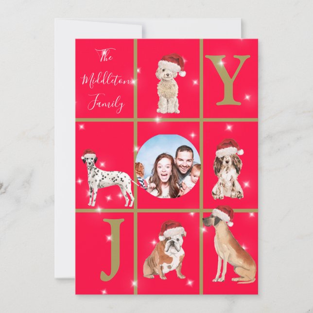 Cartes Pour Fêtes Annuelles Chiens de Noël Fun Photo Red Holiday Card (Devant)