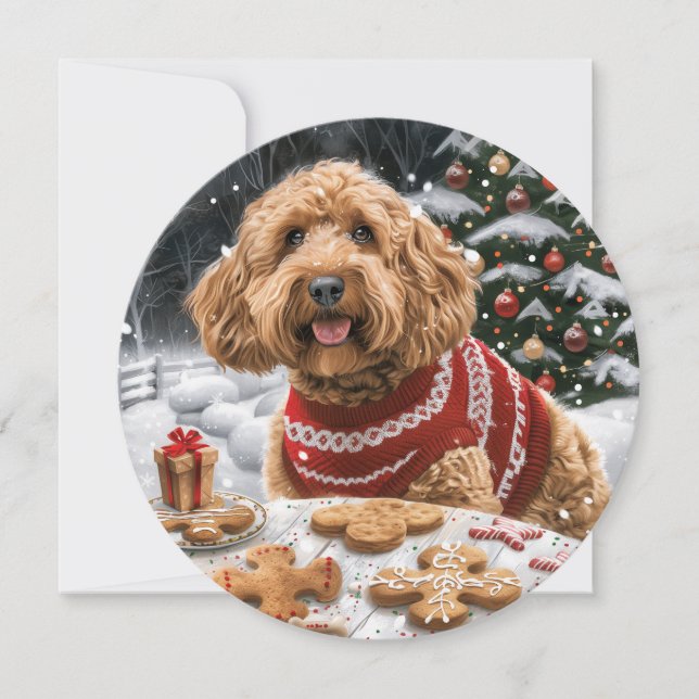 Cartes Pour Fêtes Annuelles Chiens de Noël Goldendoodle (Devant)
