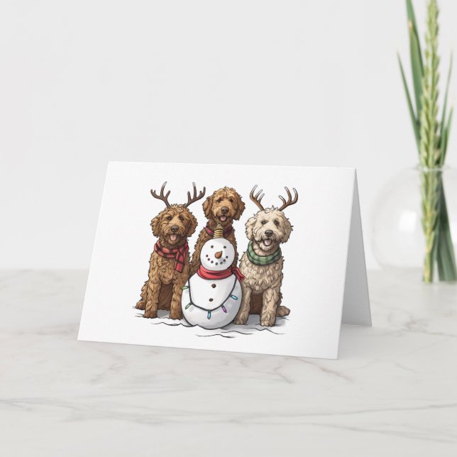 Cartes Pour Fêtes Annuelles Chiens de Noël Goldendoodle (Devant)