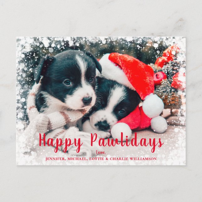 Cartes Pour Fêtes Annuelles Chiens de Noël mignons Joyeux Pawlidays (Devant)