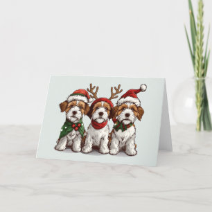 Cartes Pour Fêtes Annuelles Chiens de Noël Welsh Wire Fox Terrier