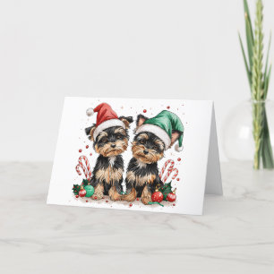 Cartes Pour Fêtes Annuelles Chiens de Noël Yorkshire Terrier