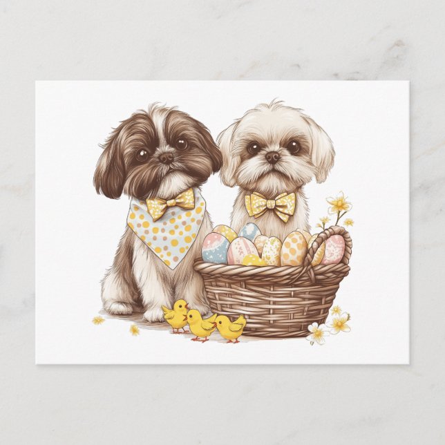 Cartes Pour Fêtes Annuelles Chiens de Pâques Chih Tzu (Devant)