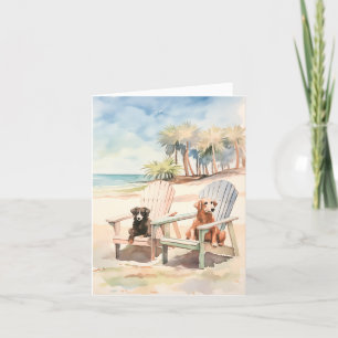 Cartes Pour Fêtes Annuelles Chiens de scène de plage dans les chaises Adironda
