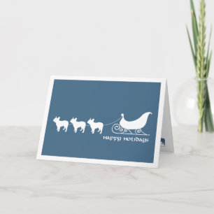 Cartes Pour Fêtes Annuelles Chiens de taureaux français tirant Père Noël Sleig