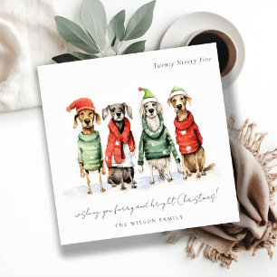 Cartes Pour Fêtes Annuelles Chiens d'hiver mignons Sweater Furry & Bright Chri