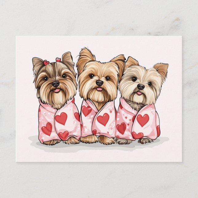Cartes Pour Fêtes Annuelles Chiens du Yorkshire Terrier de Valentines Day (Devant)