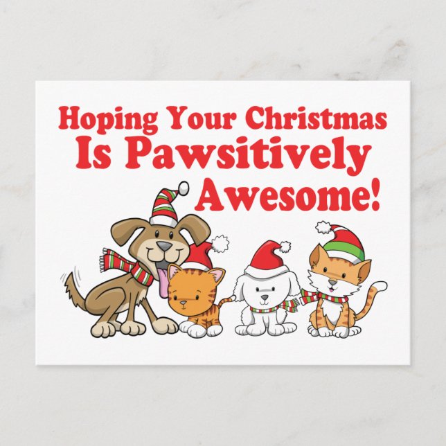 Cartes Pour Fêtes Annuelles Chiens et chats Noël à la mode (Devant)