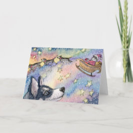 Cartes Pour Fêtes Annuelles Chiens Husky Sleigh