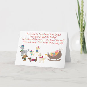 Cartes Pour Fêtes Annuelles Chiens mignons traîneau de Noël