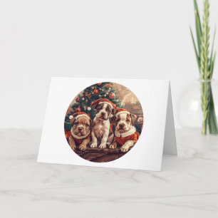Cartes Pour Fêtes Annuelles Chiens Pit Bull Puppy Noël