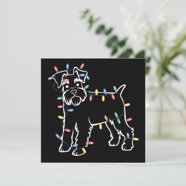 Cartes Pour Fêtes Annuelles Chiens Schnauzer Arbre Noël Xmas Animal de compagn (Debout devant)
