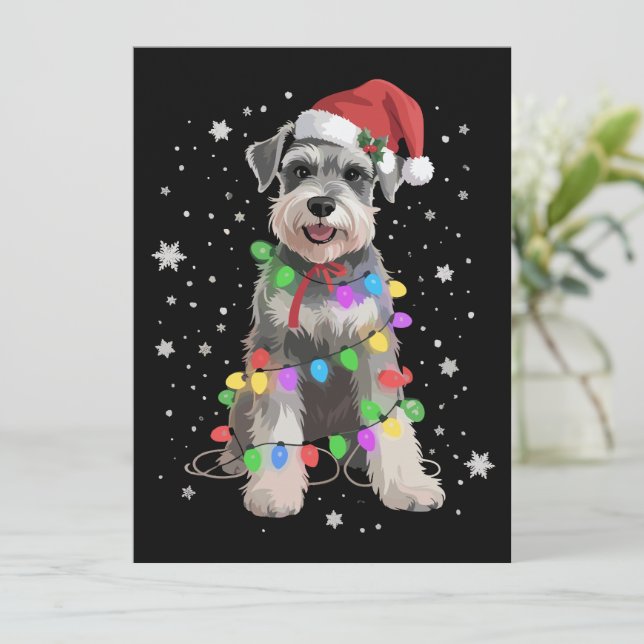Cartes Pour Fêtes Annuelles Chiens Schnauzer Arbre Noël Xmas Animal Familier C (Debout devant)