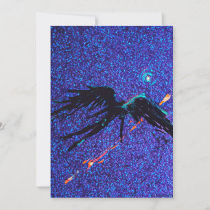 Cartes Pour Fêtes Annuelles Chiffre à ailes foncées volant à travers l'espace