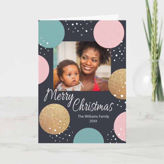 Cartes Pour Fêtes Annuelles Chiffres de fête moderne Snowy Photo Noël (Devant)