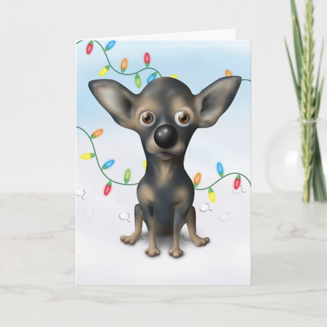 Cartes Pour Fêtes Annuelles Chihuahua 2 Noël (Devant)