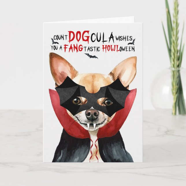Cartes Pour Fêtes Annuelles Chihuahua Chien drôle nombre de chiens DOGcula Hal (Devant)