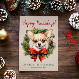 Cartes Pour Fêtes Annuelles Chihuahua Chien Noël Joyeux Pawlidays Howlidays