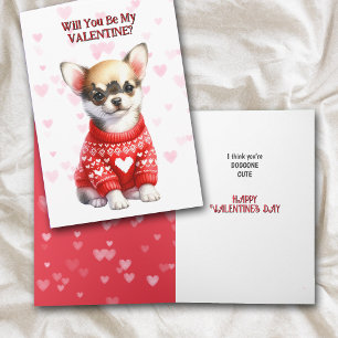 Cartes Pour Fêtes Annuelles Chihuahua Chiuppy en Sweat Valentine